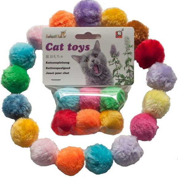 Fashion's Talk Cat Toys Furry Rattle Ball for Kitty 6 Pack - Picture 1 of 6